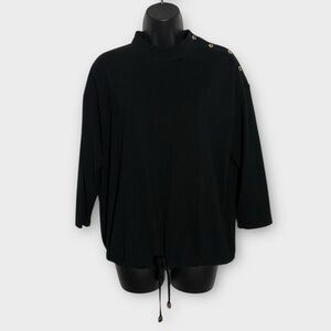 Chico's Zenergy Black Snap Detail Pullover Top Size 12/14 Petite Style 570259055